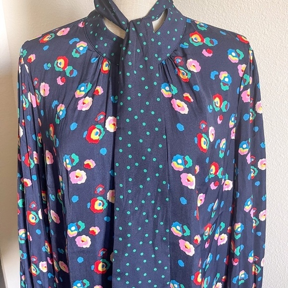 Boden Grace Floral Neck Tie Blouse | Size 14 - Picture 9 of 16